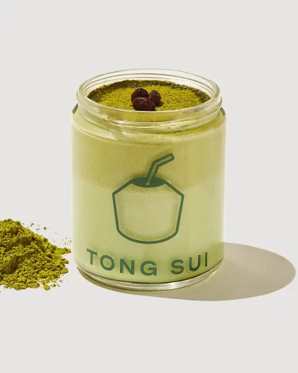 Matcha Coconut Pudding with Red Beans